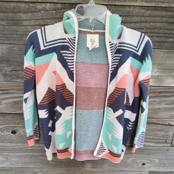 Billabong Multicolor Geometric Cardigan Size Small - Picture 1 of 6